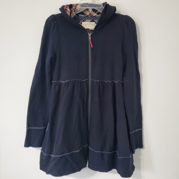 evy's tree Tops - EVY'S Tree Womens Sophie Size Small Holiday Black Zip Up Baby Doll Hoodie